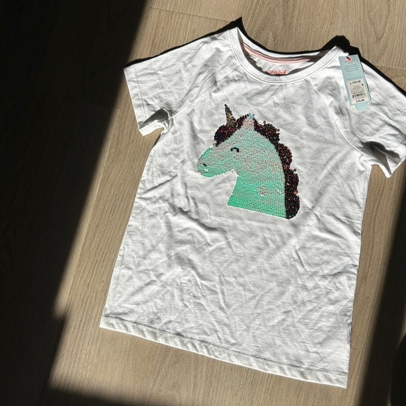 Justice Navy & Gold Unicorn Leggings /Cat & Jack unicorn sequins t-shirt bundle - Picture 9 of 10